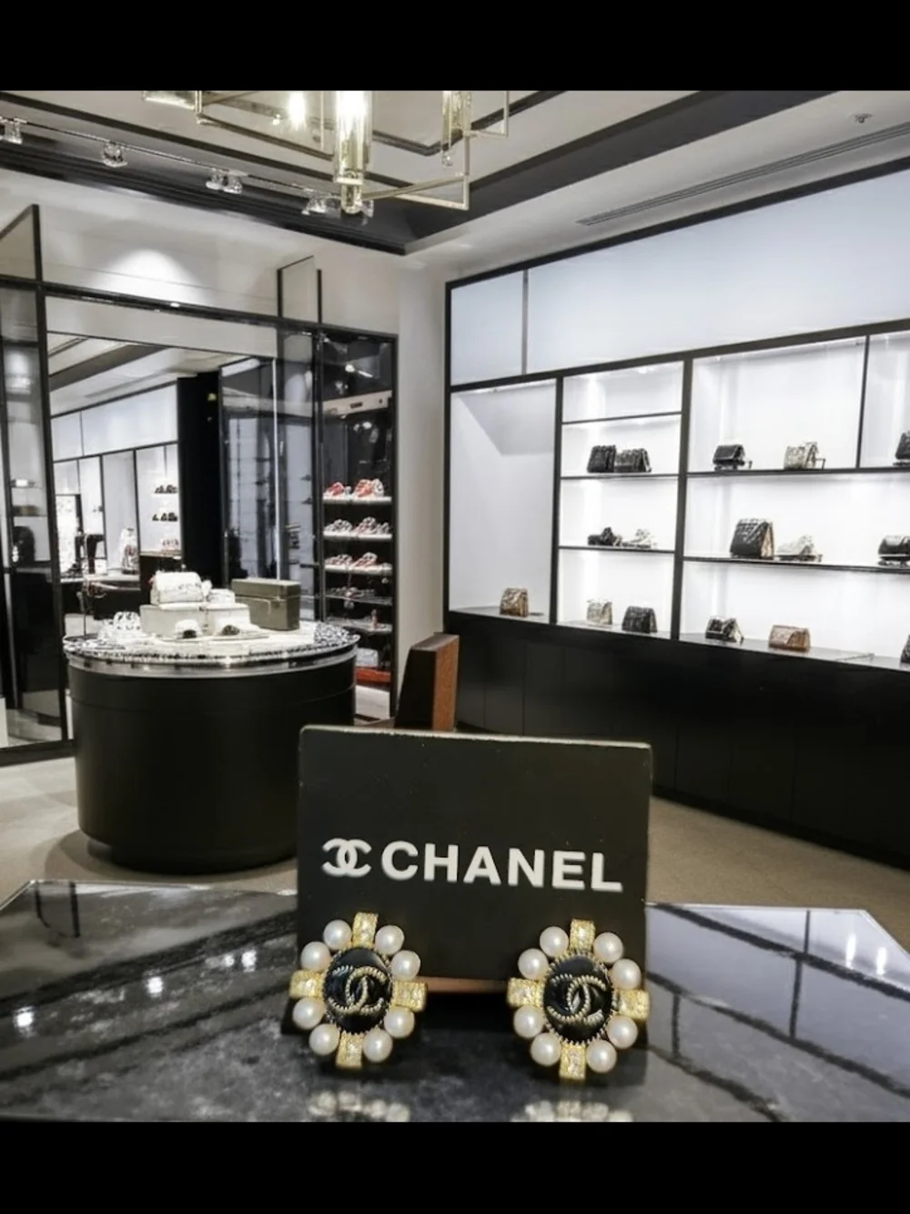 CHANEL Enamel Earrings In Goldtone With Pave' Crystals And Pearls